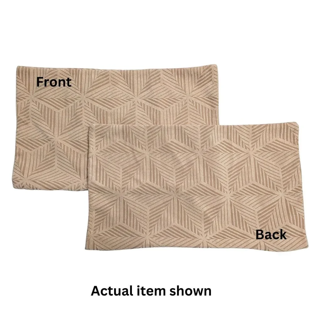 🛋️ Set of 2 Boho Geometric 12x20 Lumbar Throw Pillow Covers Beige Tan NWT
